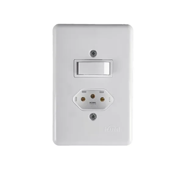 ILUMI CJ. 1 INTERRUPTOR SIMPLES 6A + 1 TOMADA 2P+T 20A BRANCO - STYLUS