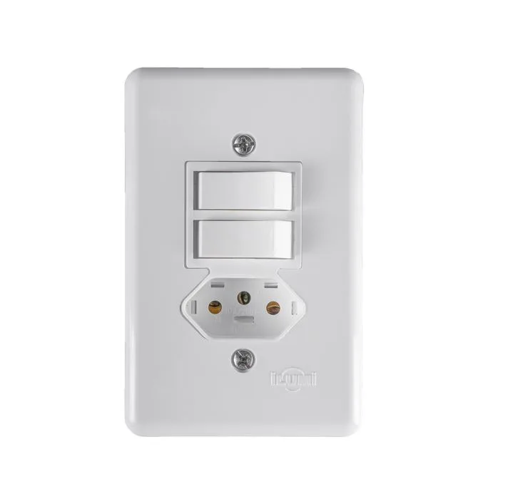 ILUMI CJ. 2 INTERRUPTOR SIMPLES 6A C/ TOMADA 2P+T 20A BRANCO - STYLUS