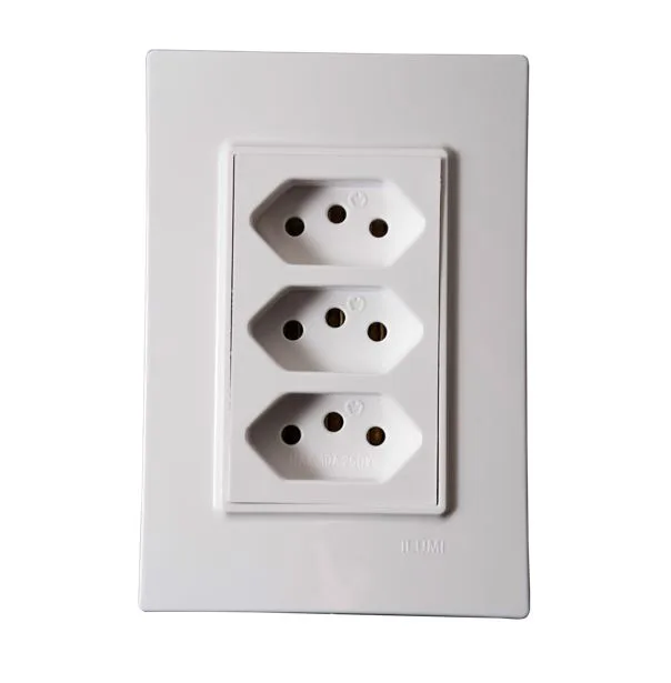 ILUMI CJ. 3 TOMADAS 2P+T 10A MONOBLOCO BRANCO - VIVAZ