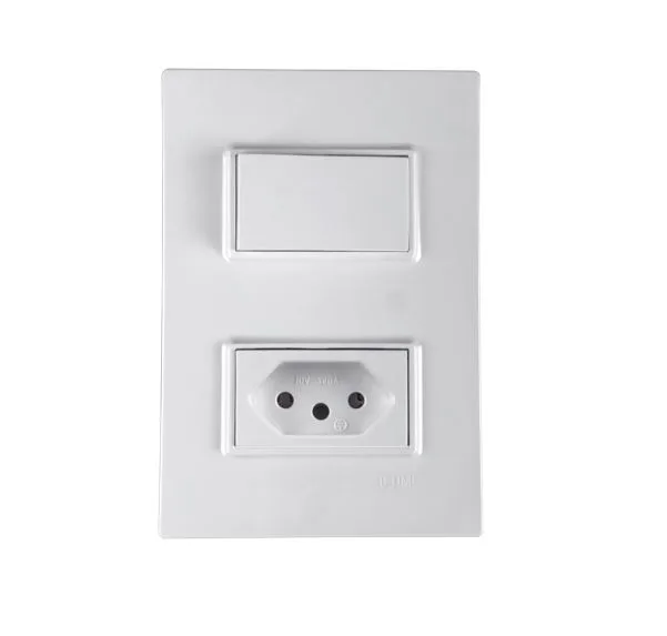 ILUMI CJ. 1 INTERRUPTOR SIMPLES 10A + 1 TOMADA 2P+T 10A BRANCO - VIVAZ