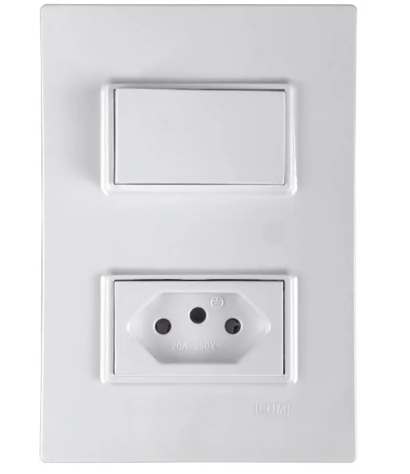 ILUMI CJ. 1 INTERRUPTOR SIMPLES 10A + 1 TOMADA 2P+T 20A BRANCO - VIVAZ