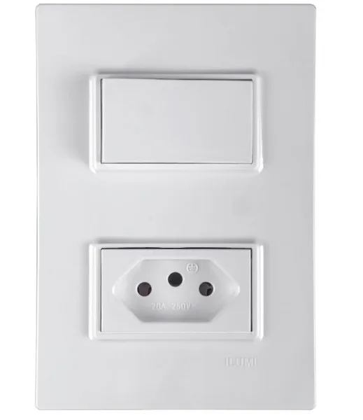 ILUMI CJ. 1 INTERRUPTOR SIMPLES 10A + 1 TOMADA 2P+T 20A BRANCO - VIVAZ