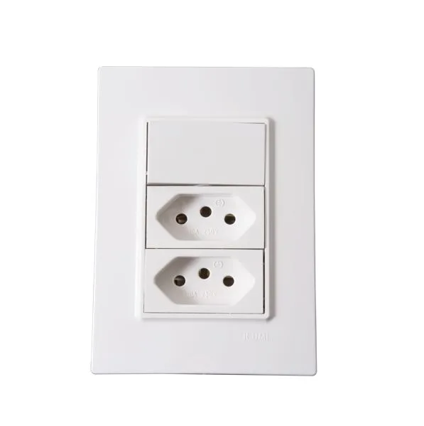 ILUMI CJ. 1 INTERRUPTOR SIMPLES 10A + 2 TOMADA 2P+T 10A BRANCO - VIVAZ