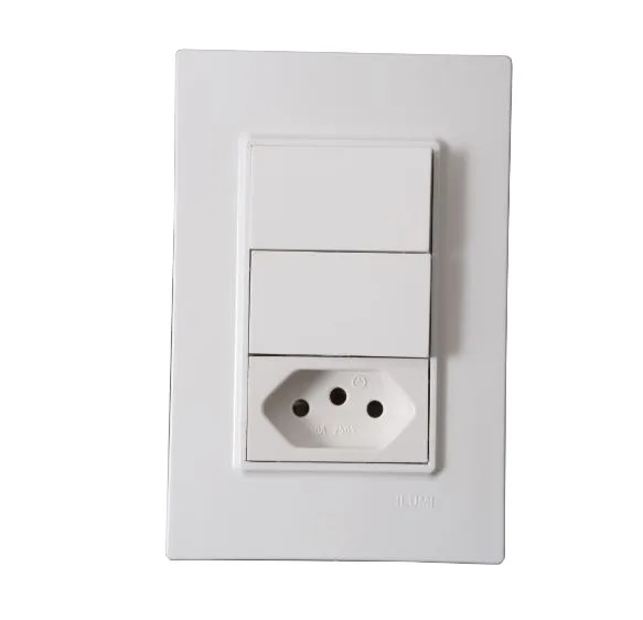 ILUMI CJ. 2 INTERRUPTOR SIMPLES 10A + 1 TOMADA 2P+T 10A BRANCO - VIVAZ