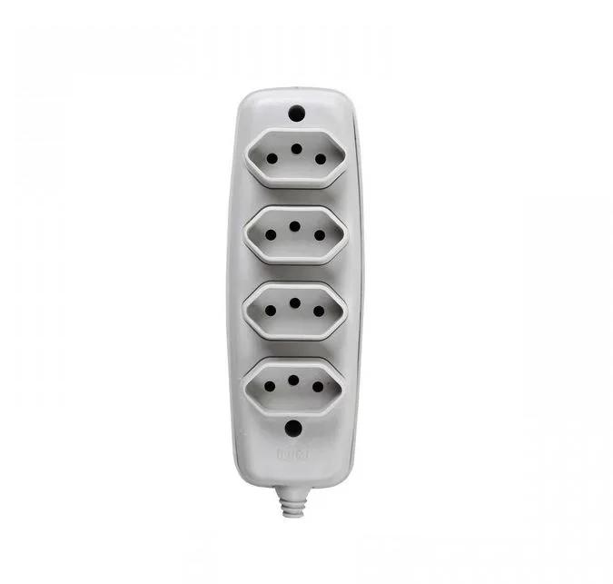 ILUMI TOMADA EM BARRA 4 (QUADRUPLA) 2P 10A C/ 10 PC CINZA