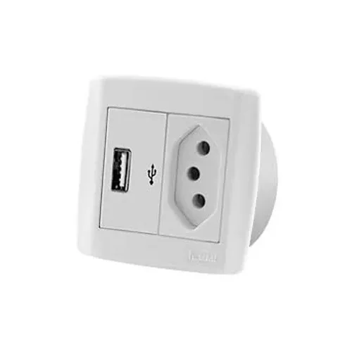 ILUMI CJ. 1 TOMADA 2P+T 10A + 1 TOMADA USB 2A BRANCO - SLIM MOVEIS