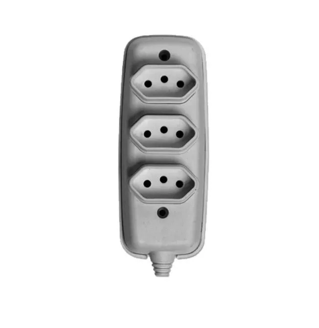 ILUMI TOMADA EM BARRA 3 (TRIPLA) 2P 10A C/ 10 PC CINZA