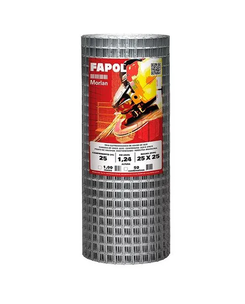 TELA SOLDADA FAPOL 25 X 25 X 1,24MM X 0,50M X 25M - MORLAN