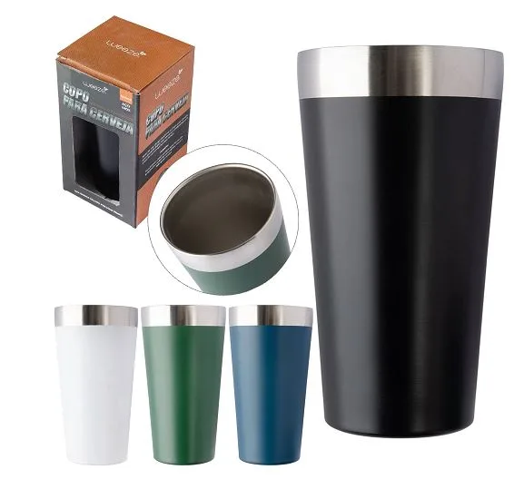COPO CERVEJA 500ML AÇO INOX  Azul