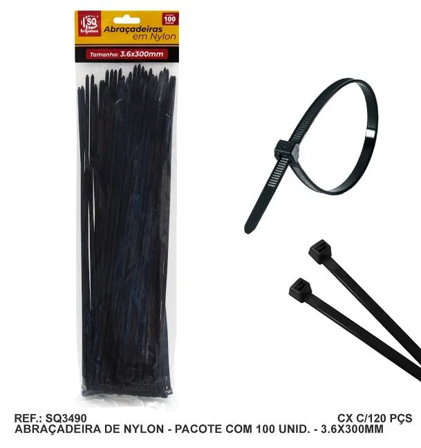 ABRAC NYLON PR 3.6MM X 300MM C/ 100 UN - SQ
