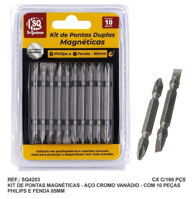 JG. BITS PONTAS DUPLAS MAGNETICAS FENDA/PHILIPS 65MM C/10 PC - SQ