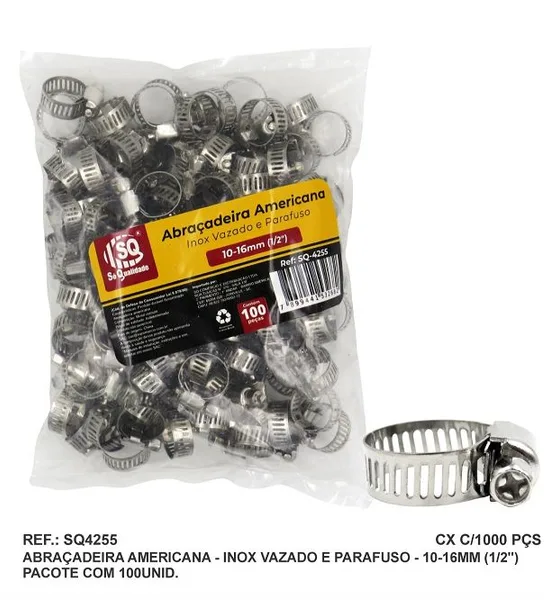 ABRAC. ROSCA S.F (1/2'' A 5/8'') 10 A 16MM C/ 100 UN ( 9MM ) - SQ
