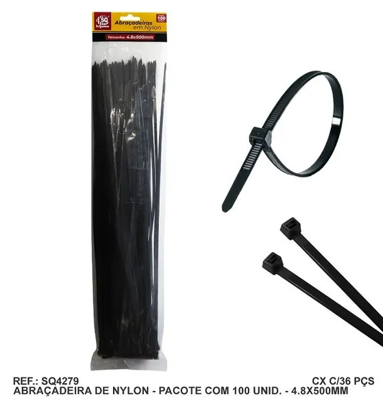 ABRAC NYLON PR 4.8MM X 500MM C/ 100 UN - SQ