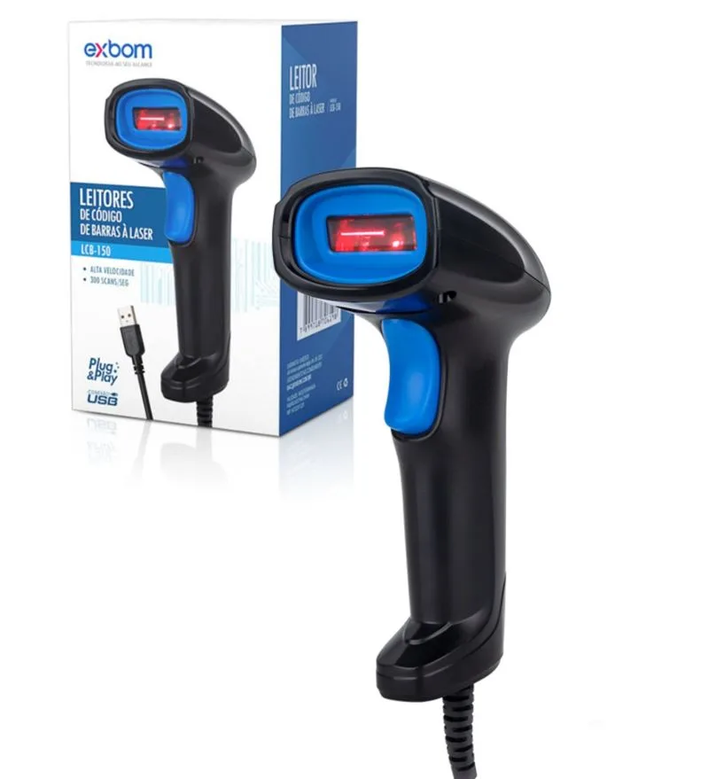 LEITOR DE CODIGO DE BARRAS LASER USB COM FIO LAYOUT PADRAO DE LEITURA FEBRABAN - EXBOM