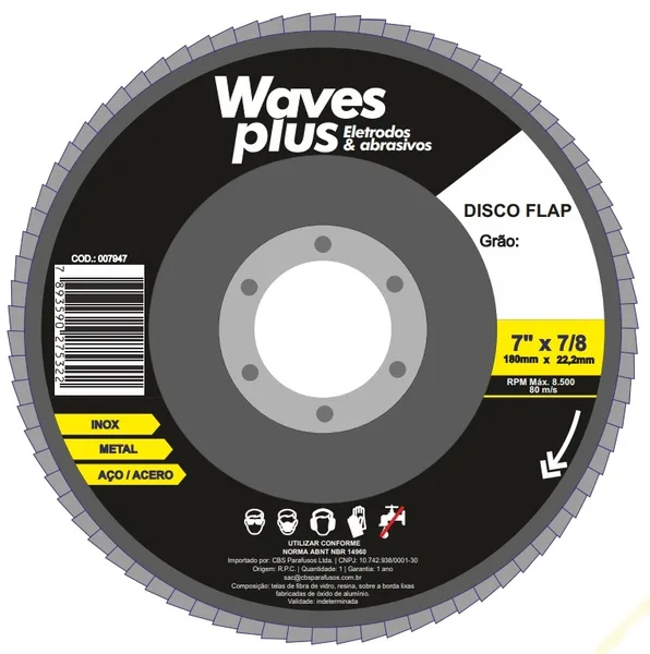 DISCO FLAP CONICO 7'' G. 60 - WAVES BLACK
