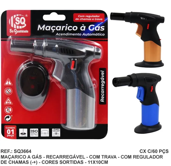 MAÇARICO A GAS RECARREGAVEL C/ TRAVA - SQ