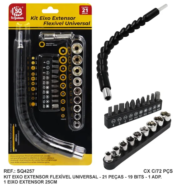 JG. EIXO EXTENSOR FLEXIVEL UNIVERSAL C/ 21 PC - SQ