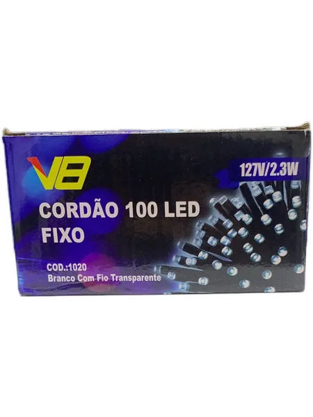 CORDAO 100 LED FIXO 10M MACHO E FEMEA - V8 IMPORT