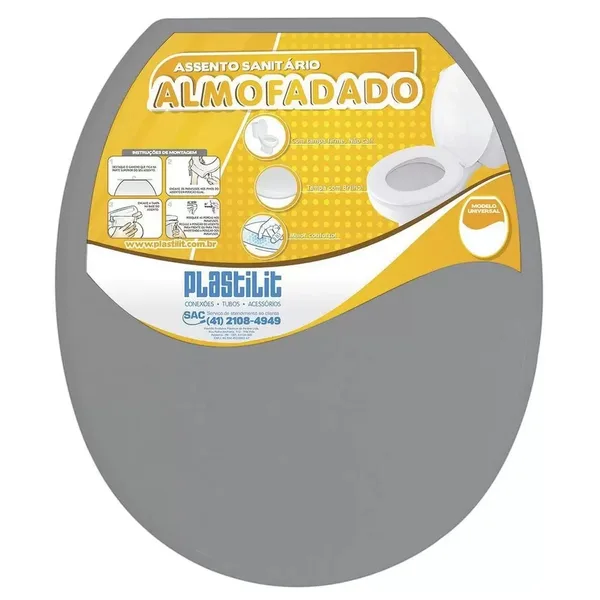 ASSENTO ALMOFADADO CINZA ESCURO - PLASTILIT