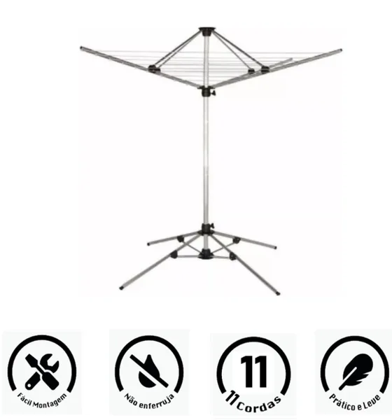 VARAL ALUMINIO C/ 11 CORDAS LUXO BIPARTIDO -