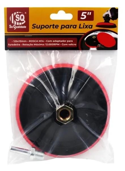 DISCO BORRACHA C/ SUPORTE P/ BOINA 125 X 10MM ROSCA M14 5" - SQ
