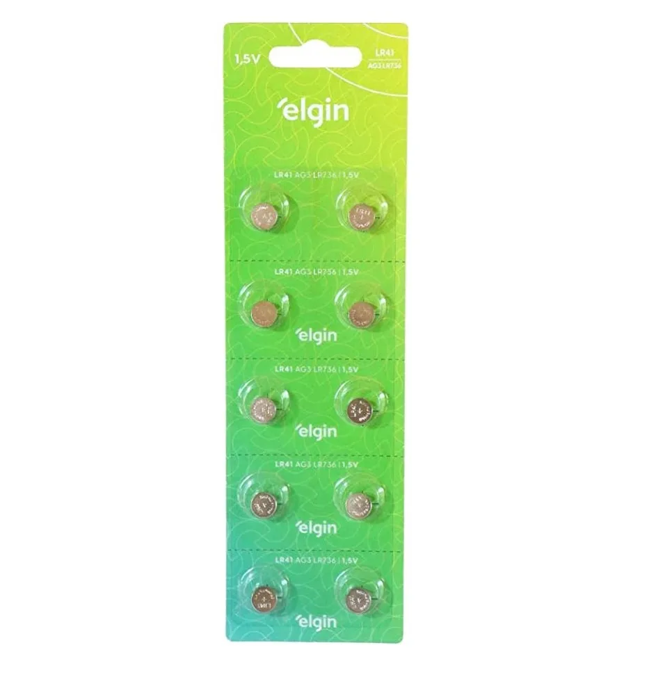 PILHA BATERIA LR41 (CARTELA C/ 10 PC) - ELGIN