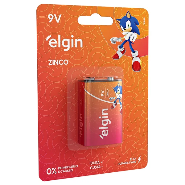PILHA BATERIA 9V ZINCO-CARVAO BLISTER C/ 1 - ELGIN