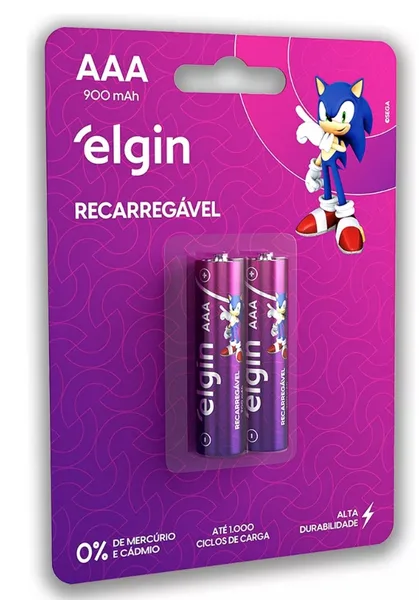 PILHA RECARREGAVEL AAA-900 MAH C/ 2 PC - ELGIN