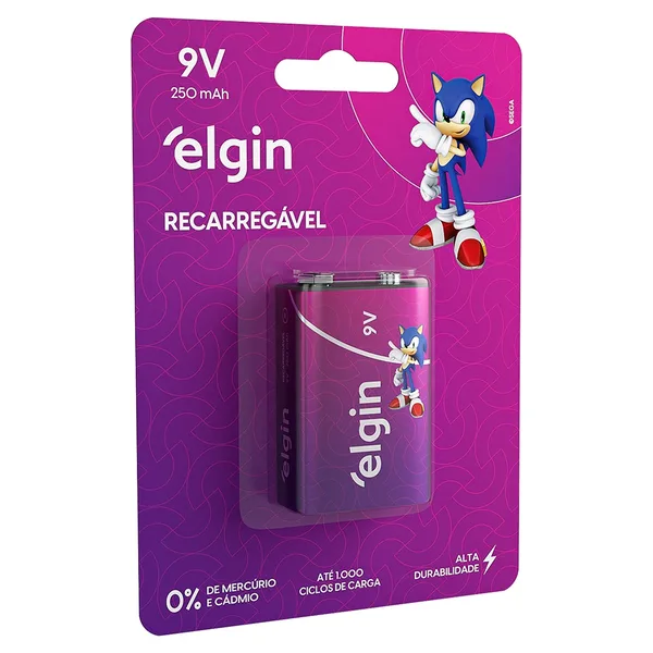 PILHA RECARREGAVEL BATERIA 9V C/ 1 - ELGIN