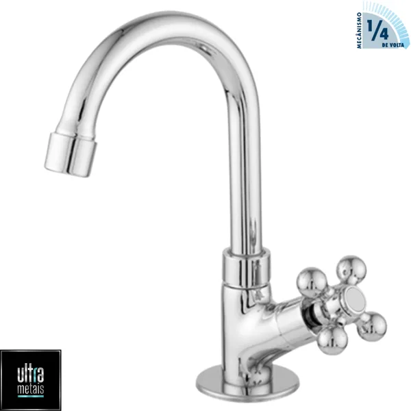 TORNEIRA METAL 1198 LAVATORIO 5/8 BICA MOVEL C33 1/4 V - UTRA METAIS