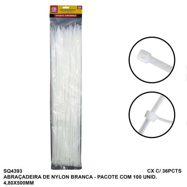 ABRAC NYLON BR 4.8MM X 500MM C/ 100 UN - SQ