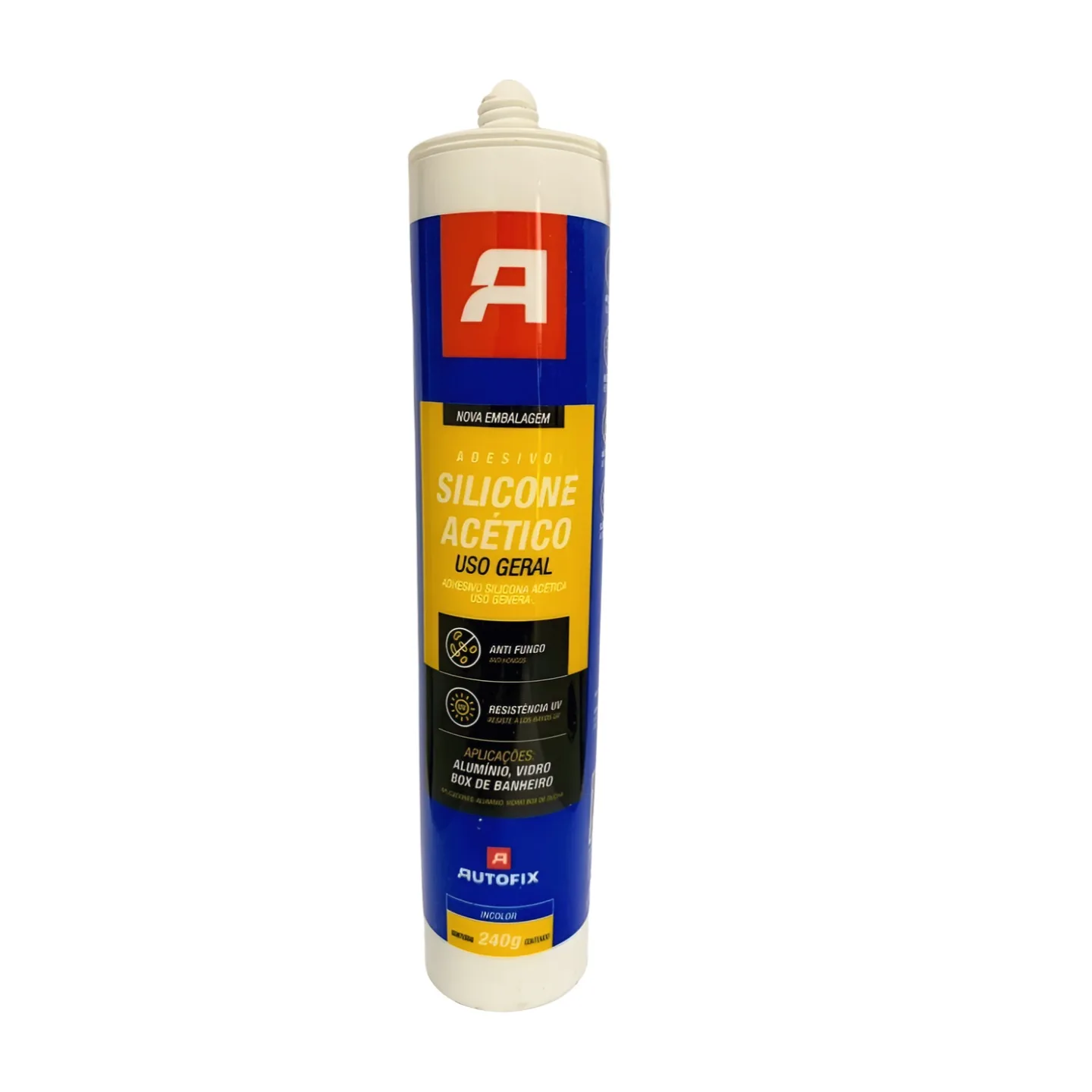SILICONE ACETICO PRETO 230G - AUTOFIX
