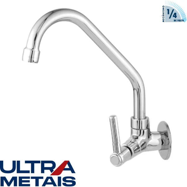 TORNEIRA METAL 1167 COZINHA PAREDE 5/8 BICA MOVEL C72 ABS 1/4 V - UTRA METAIS