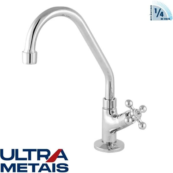 TORNEIRA METAL 1168 COZINHA BANCADA 5/8 BICA MOVEL C33 1/4 V - UTRA METAIS