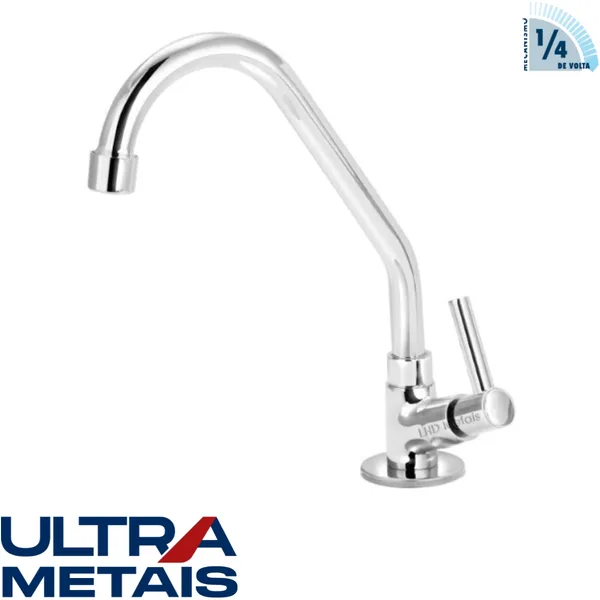 TORNEIRA METAL 1168 COZINHA BANCADA 5/8 BICA MOVEL C72 1/4 V - UTRA METAIS