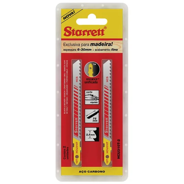 JG. LAMINA P/ SERRA TICO-TICO CARBONO 75MM 10D RET. AFIL. INV. C/ 2 PC - STARRETT