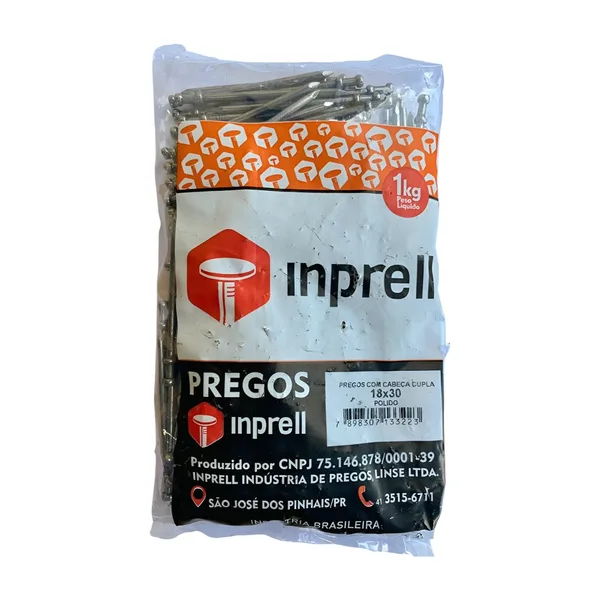 PREGO C/ CABEÇA DUPLA 1KG 18X30 - INPRELL