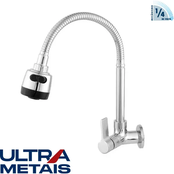 TORNEIRA GOURMET CROMADA COZ. PAREDE 3/4 C70 1/4 V - ULTRA METAIS