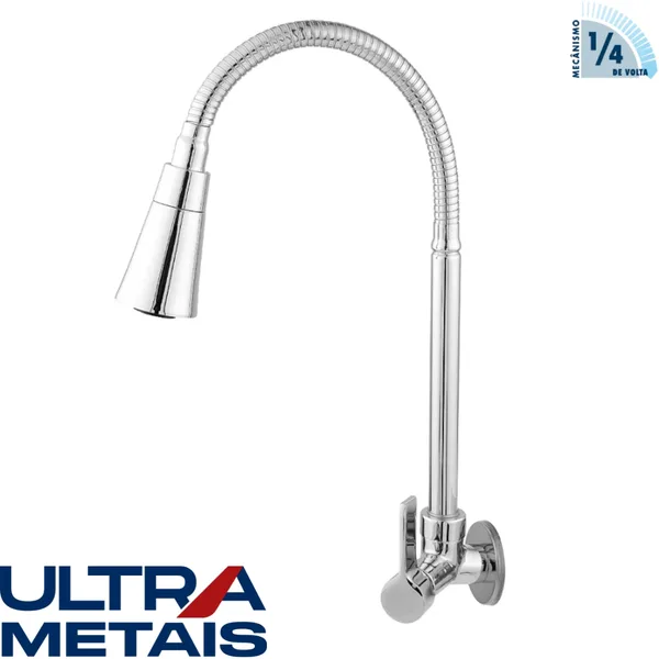 TORNEIRA GOURMET CONE CROMADA COZ. PAREDE 3/4 C70 1/4 V - ULTRA METAIS