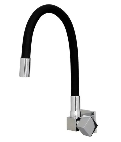 TORNEIRA QUADRA FLEX PRETA PAREDE VOL. QUADRA 1/4 V - ULTRA METAIS