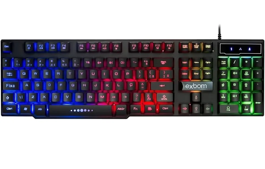TECLADO MULTIMIDIA SEMI MECANICO COM ILUMINACAO RGB - EXBOM
