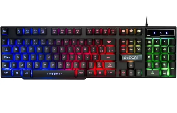 TECLADO MULTIMIDIA SEMI MECANICO COM ILUMINACAO RGB - EXBOM