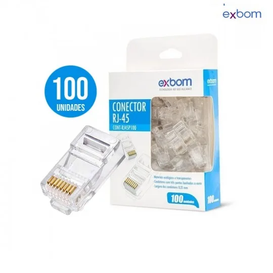 CONECTOR RJ45 CRISTAL C/100 UNIDADES - EXBOM