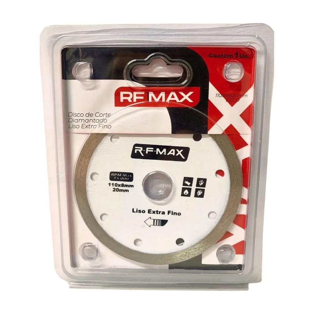 DISCO DIAMANTADO EXTRA FINO CONTINUO 4.1/2" 1.2MM 110X08X20MM - RF MAX