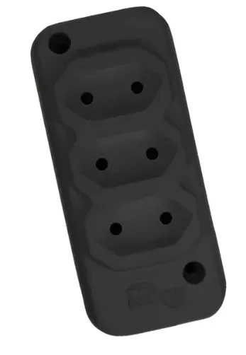 TOMADA EM BARRA 3 (TRIPLA) 2P+T 10A/20A PRETA - RF MAX