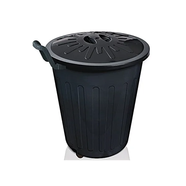 LIXEIRA FECHADO C/ TAMPA E C/ RODAS PRETO 100L - ARQPLAST