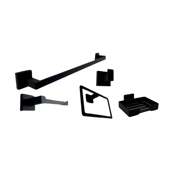 KIT BANHEIRO ESTRELATTO PRETO C/ 5 PC -