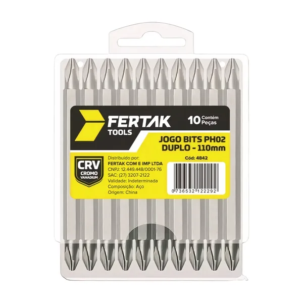 JG. BITS PHILIPS PH2 DUPLO 110MM CRV C/ 10 PC - FERTAK