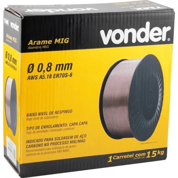 ARAME MIG 0,8MM CARRETEL 15KG - VONDER