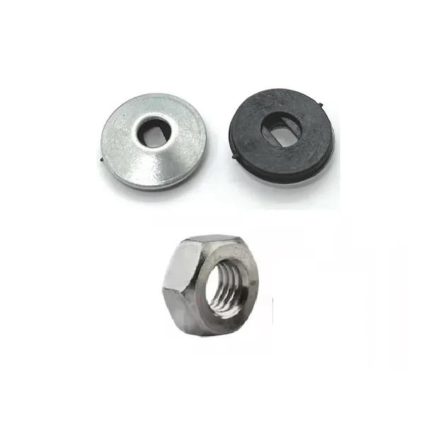 CONJ. ARRUELA PVC + ARRUELA METAL + PORCA 1/4 C/ 100 UN -